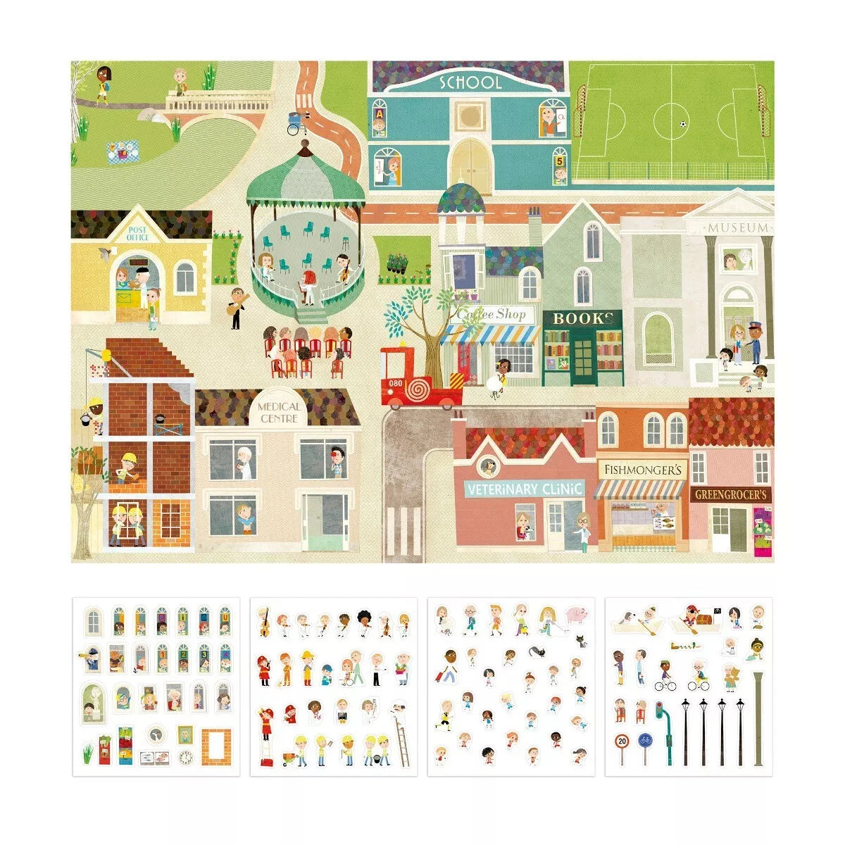 Didelis plakatas su daugkartiniais lipdukais MIESTAS