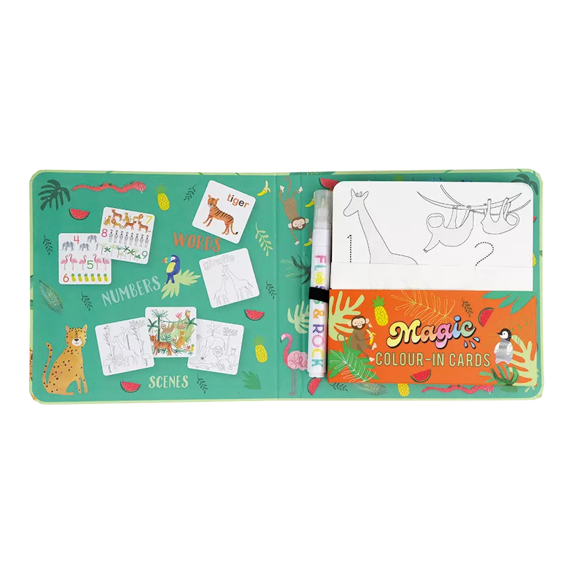 Kortelių rinkinys su vandeniniu markeriu DŽIUNGLĖS