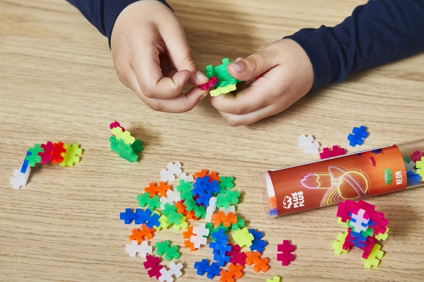 Plus Plus konstruktorius, Mini neoninių spalvų, 100 det.