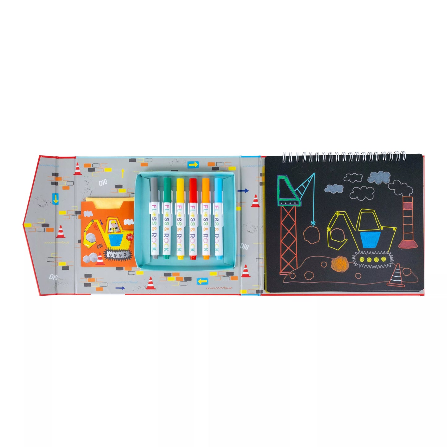 Spalvinimo knyga su nuvalomais markeriais, Mašinos