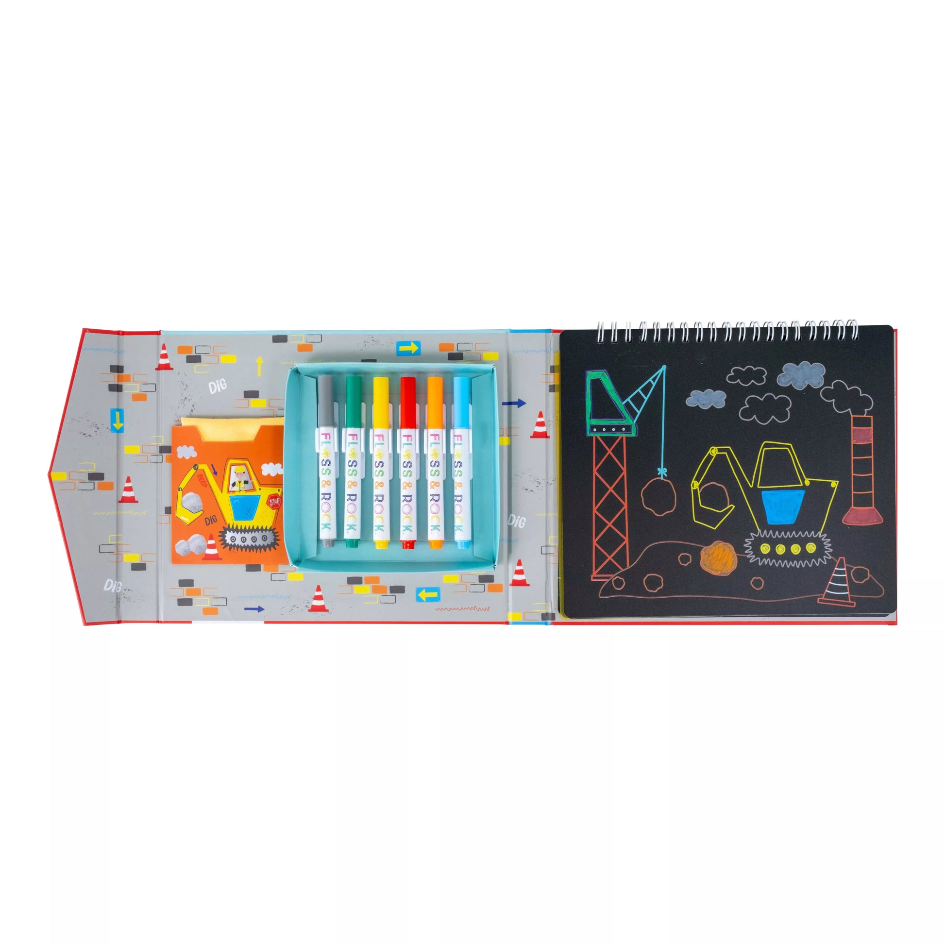 Spalvinimo knyga su nuvalomais markeriais, Mašinos