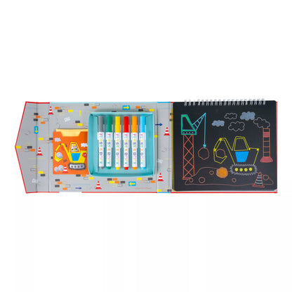 Spalvinimo knyga su nuvalomais markeriais, Mašinos