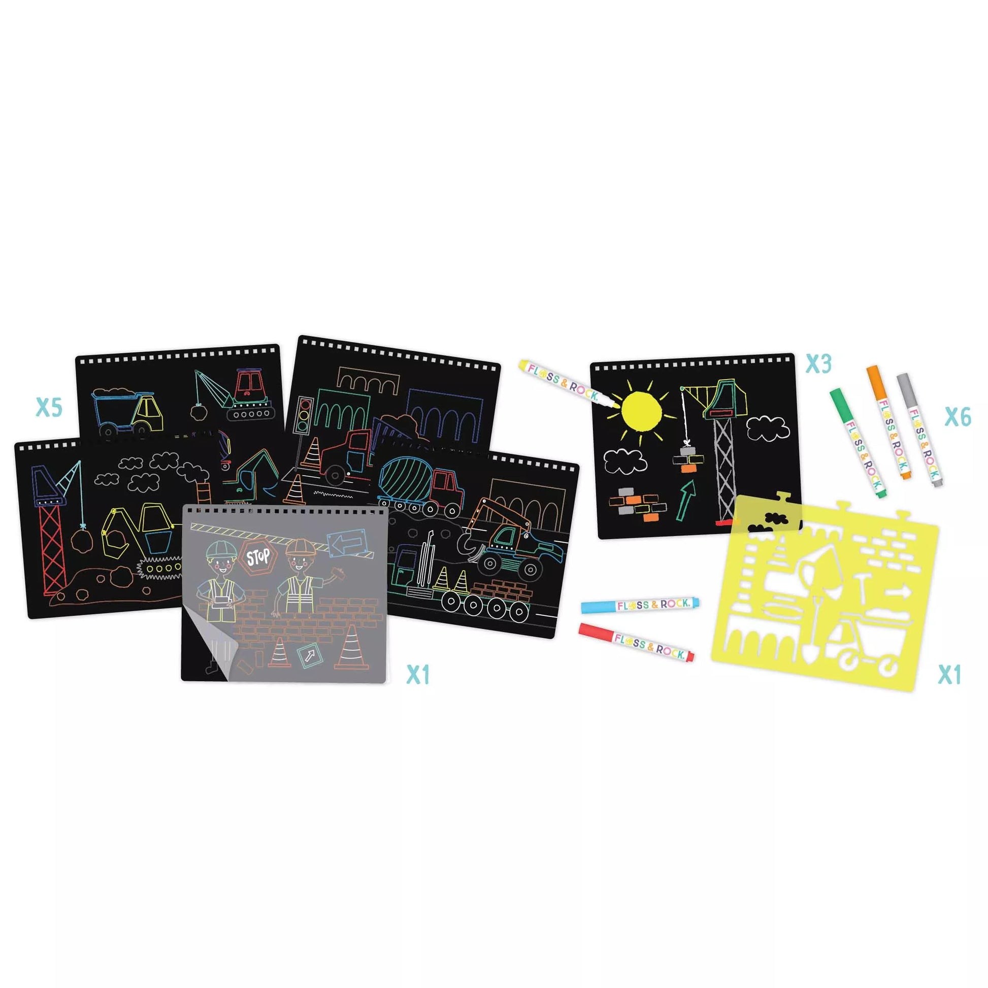 Spalvinimo knyga su nuvalomais markeriais, Mašinos