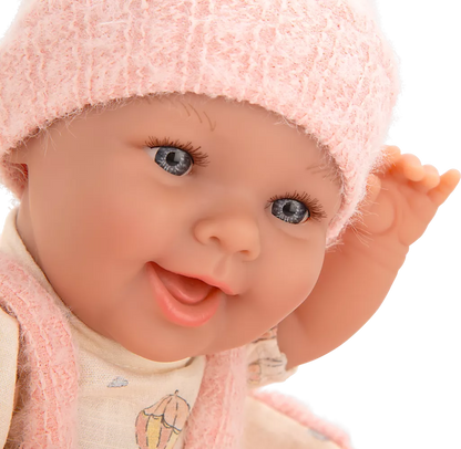 Arias kūdikėlis lėlė rožinėje nešyklėje, mergaitė, 33 cm