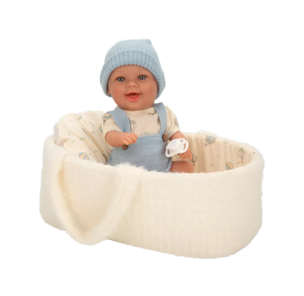 Arias kūdikėlis lėlė baltoje nešyklėje, berniukas, 33 cm