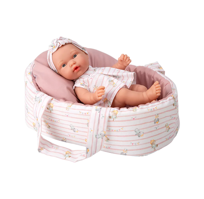 Arias kūdikėlis rožinėje nešyklėje su meškiukais, 26 cm