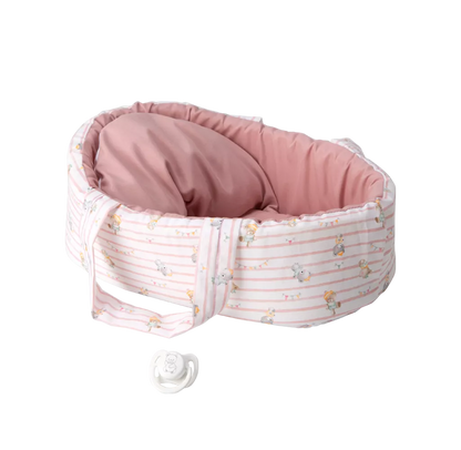 Arias kūdikėlis rožinėje nešyklėje su meškiukais, 26 cm
