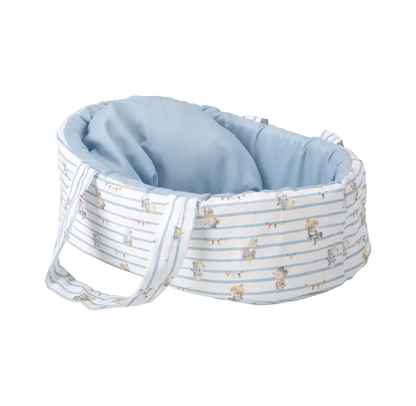 Arias kūdikėlis žydroje nešyklėje su meškiukais, 26 cm