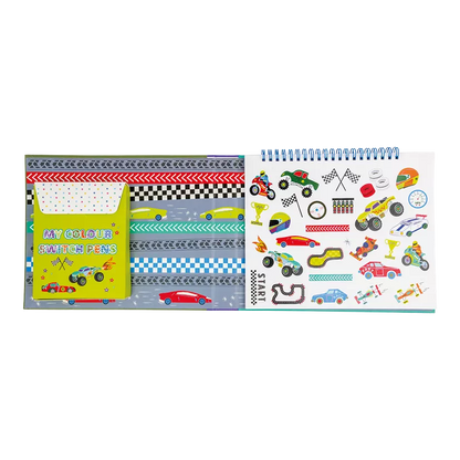 Spalvinimo knygelė su magiškais flomasteriais, Mašinos