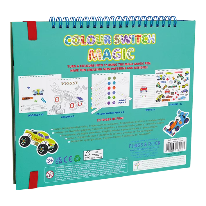 Spalvinimo knygelė su magiškais flomasteriais, Mašinos