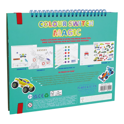 Spalvinimo knygelė su magiškais flomasteriais, Mašinos