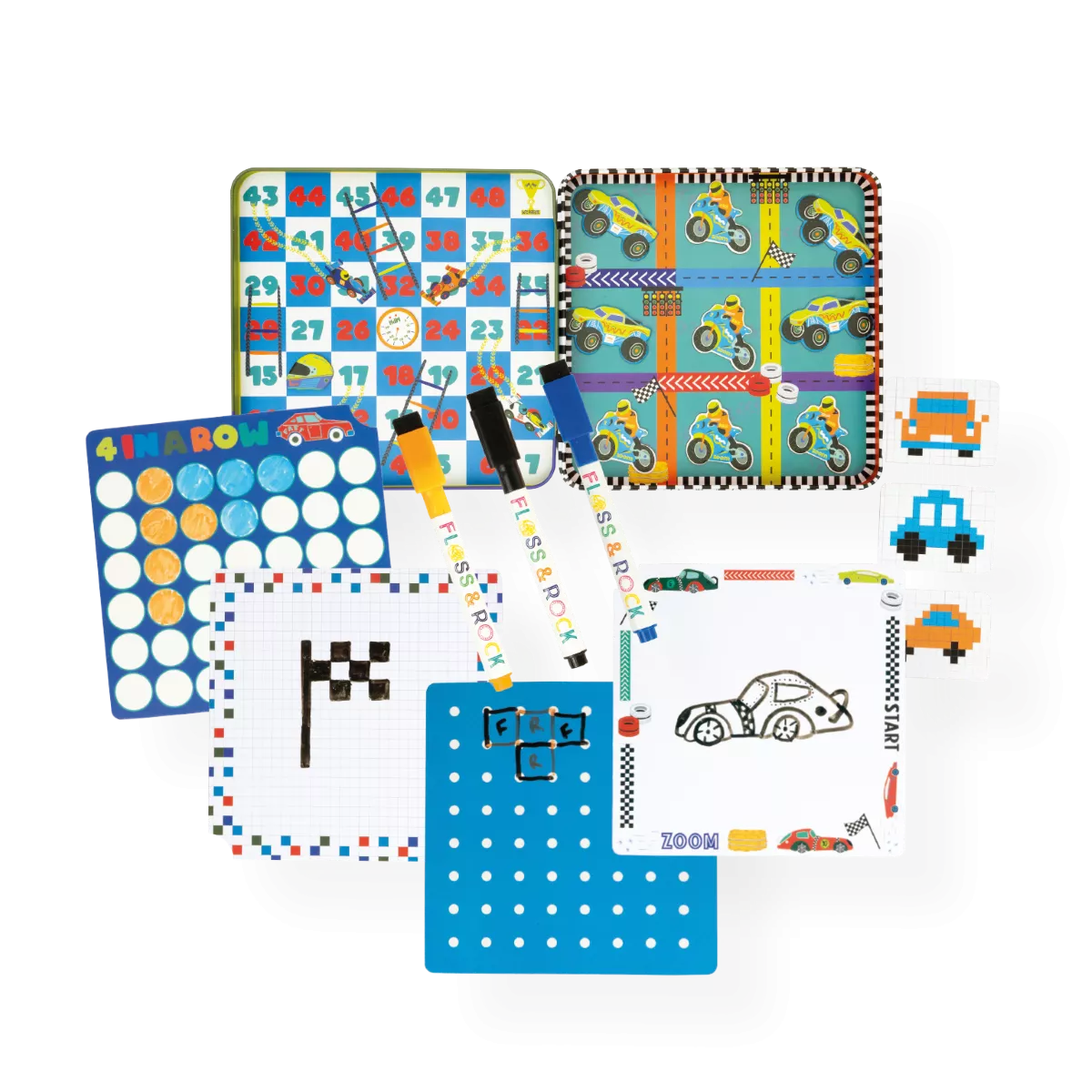 Magnetinis žaidimas 6in1, Mašinos