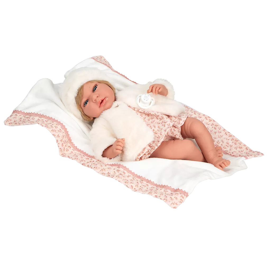 Arias lėlytė kūdikėlis su kailinukais, 40 cm