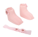 Arias lėlės kūdikio nertų kojinyčių ir lankelio rinkinys, rožinis