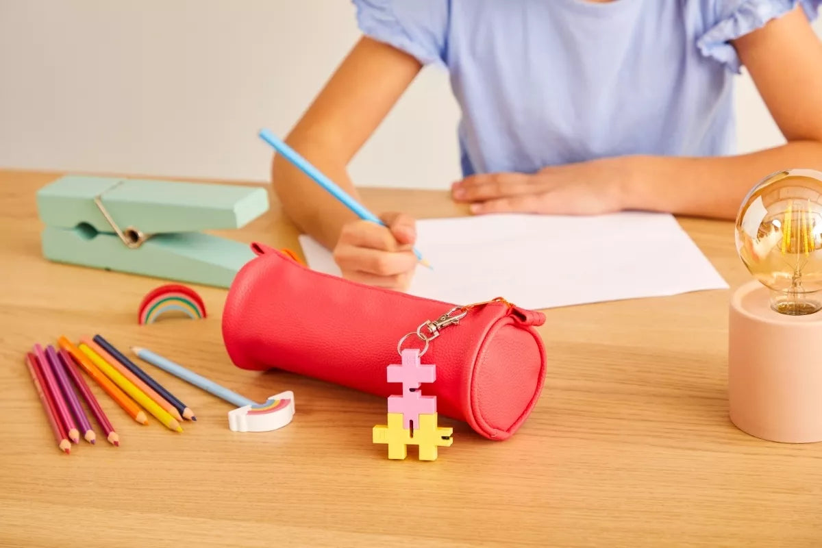 Plus Plus HEXEL DUO raktų pakabukas, pastelinė geltona/rožinė