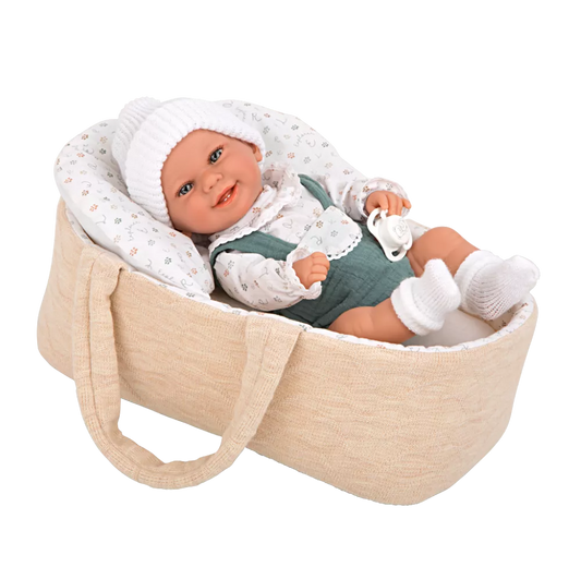 Arias kūdikėlis rusvoje nešyklėje, berniukas, 33 cm