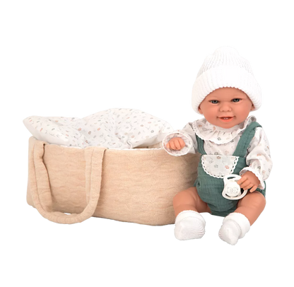 Arias kūdikėlis rusvoje nešyklėje, berniukas, 33 cm