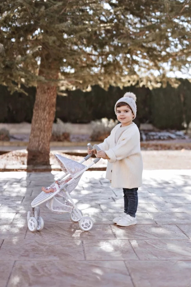 Arias lėlės kūdikio sportinis vežimėlis, blizgantis, 62 cm