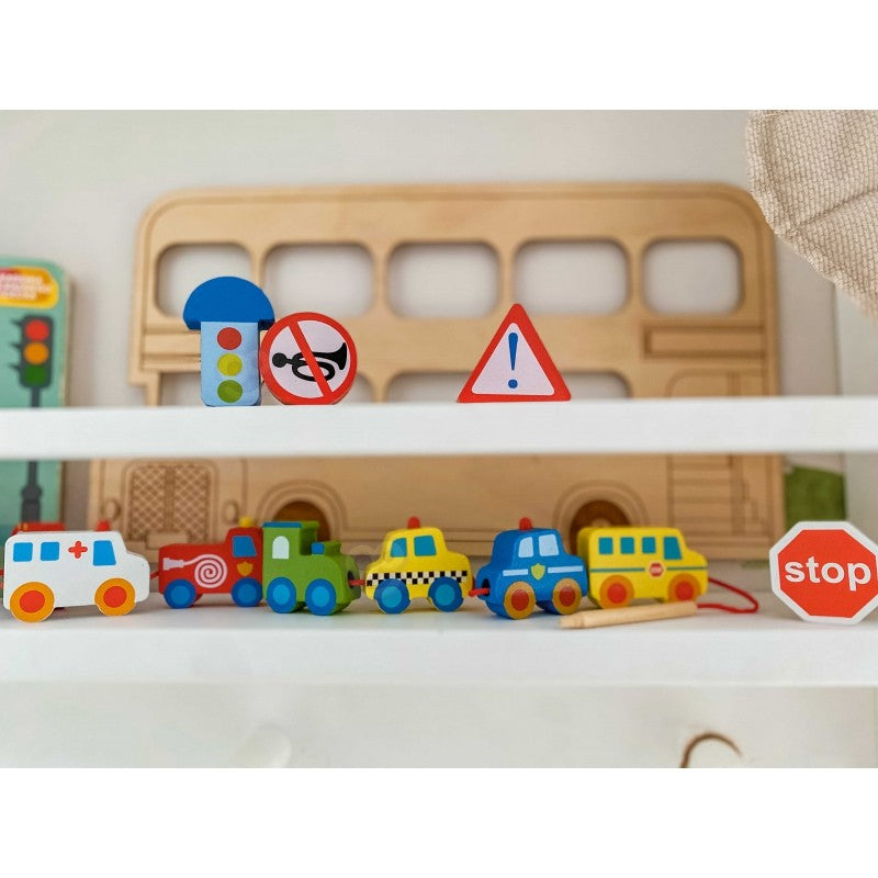 Car Shaped Wooden Threading Blocks 