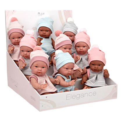 Elegantiški kūdikėliai su kepurėmis, 26 cm