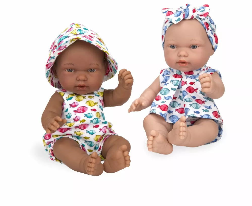 Lėlytės su rūbeliais žuvyčių raštais, 26 cm