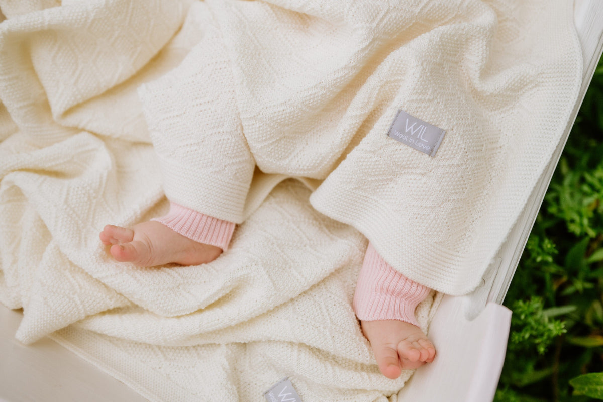 Merino wool baby blanket HAPPINESS
