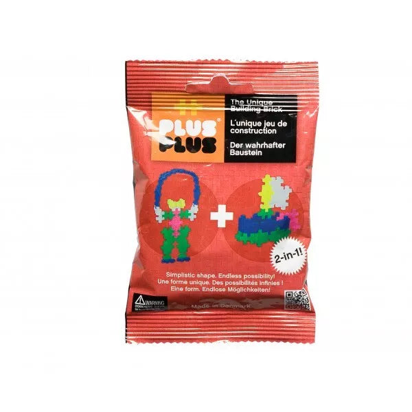 Plus Plus konstruktorius Mini neoninės - raudona kišenpinigių pakuotė 2in1
