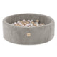 Plush Nest Round Corduroy Ball Pool, 90 × 30 cm — Beige, 200 Pearl, Light Pink and Gold Balls