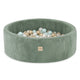 Plush Nest Round Corduroy Ball Pool, 90 × 30 cm — Green, 200 Pearl, Pearl Mint and Gold Balls