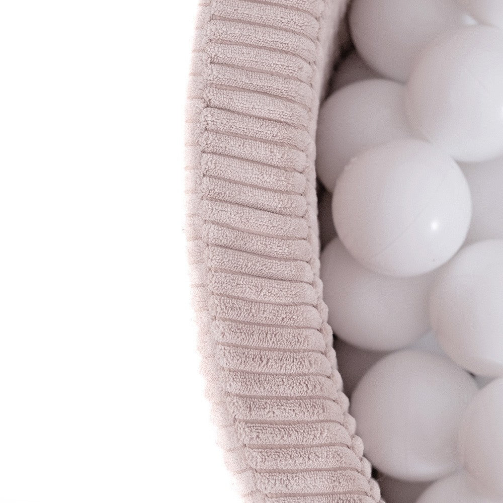 Plush Nest Round Corduroy Ball Pool, 90 × 30 cm — Light Pink, 200 Pearl, Light Pink and Gold Balls, photo 4