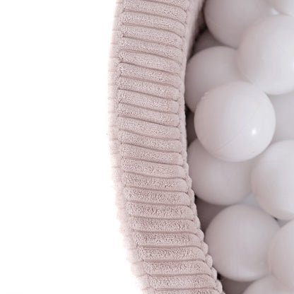 Plush Nest Round Corduroy Ball Pool, 90 × 30 cm — Light Pink, 200 Pearl, Light Pink and Gold Balls, photo 4
