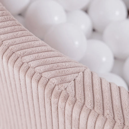Plush Nest Round Corduroy Ball Pool, 90 × 30 cm — Light Pink, 200 Pearl, Light Pink and Gold Balls, photo 2