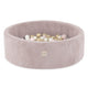 Plush Nest Round Corduroy Ball Pool, 90 × 30 cm — Light Pink, 200 Pearl, Light Pink and Gold Balls