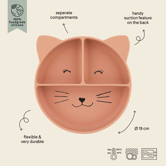 Silicone Divided Suction Plate for Kids - Mrs. Cat